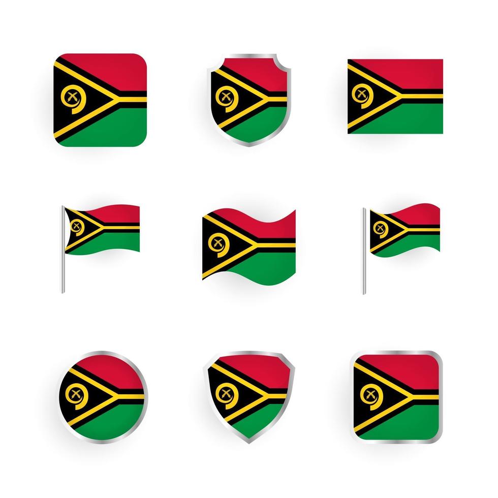 conjunto de iconos de bandera de vanuatu vector