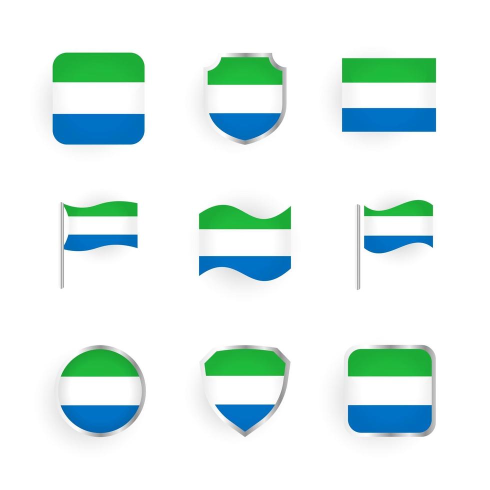 conjunto de iconos de bandera de sierra leona vector