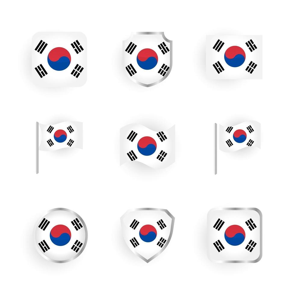 South Korea Flag Icons Set vector