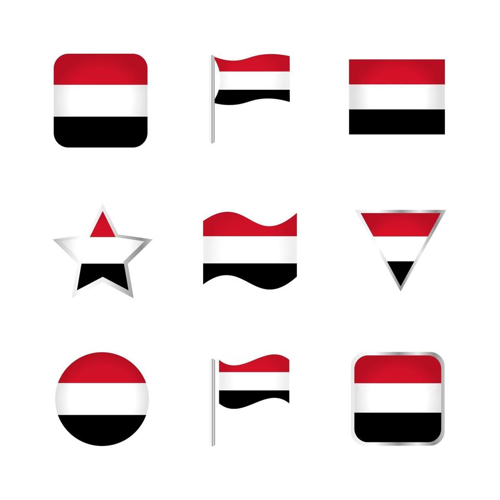 Yemen Flag Icons Set vector