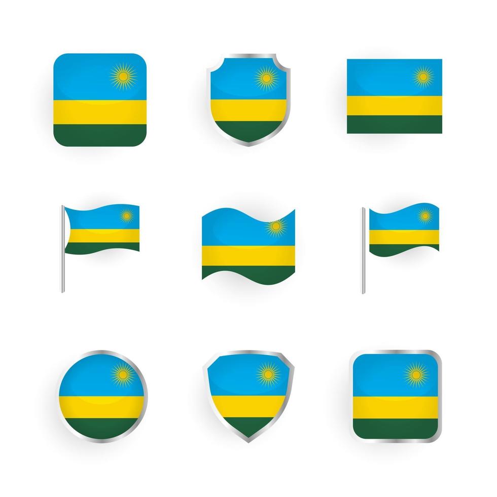 Conjunto de iconos de bandera de Ruanda vector