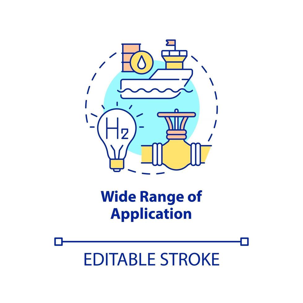 Wide application range for hydrogen concept icon vector