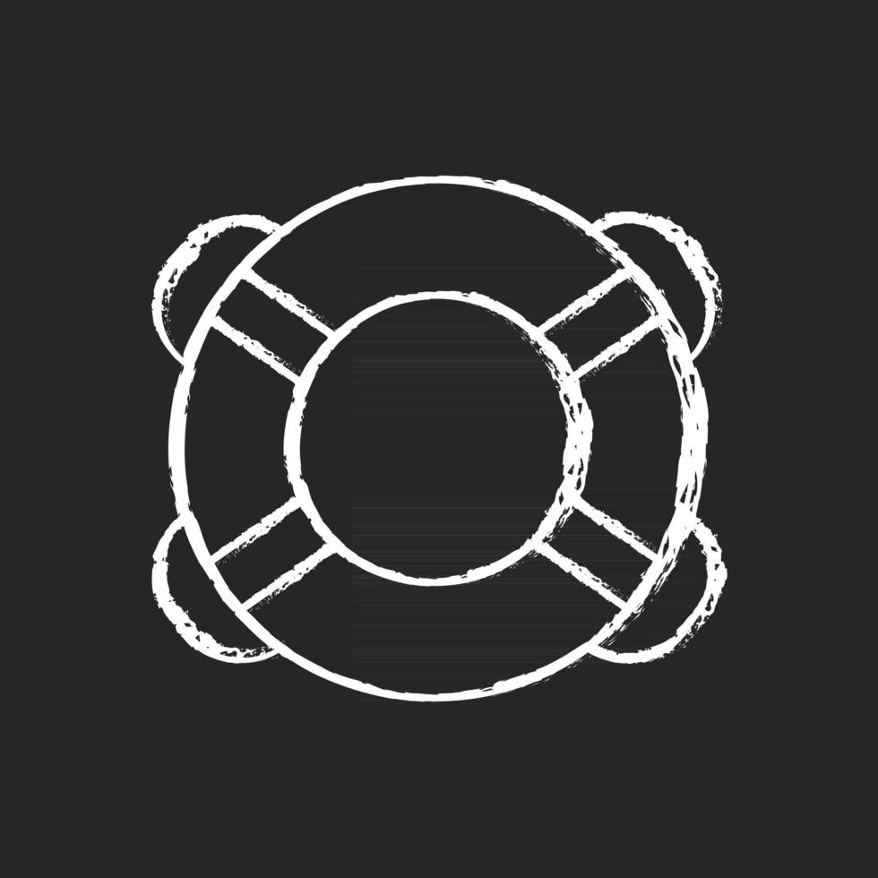 Ring buoy chalk white icon on dark background vector