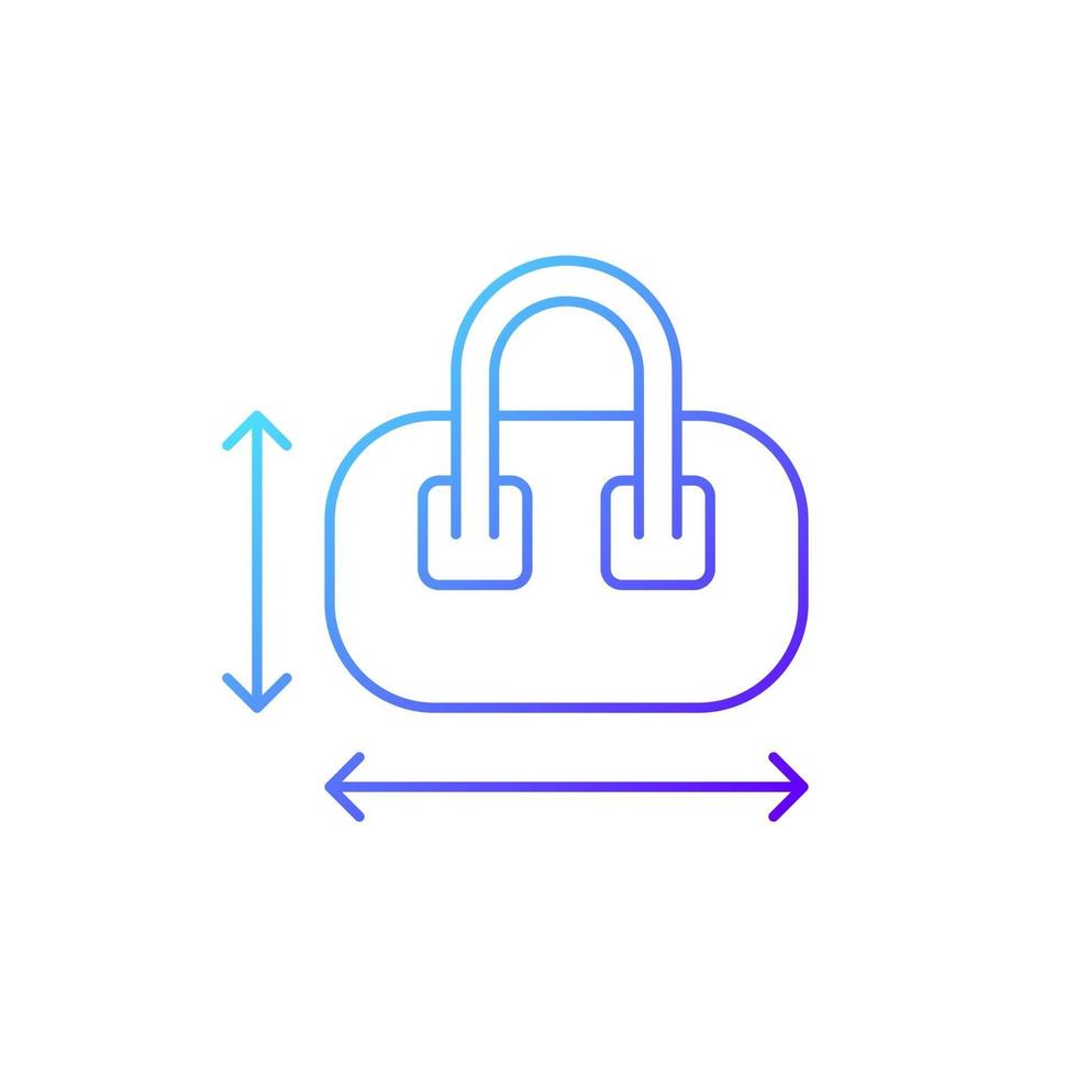 icono de vector lineal degradado de tamaño de equipaje de mano