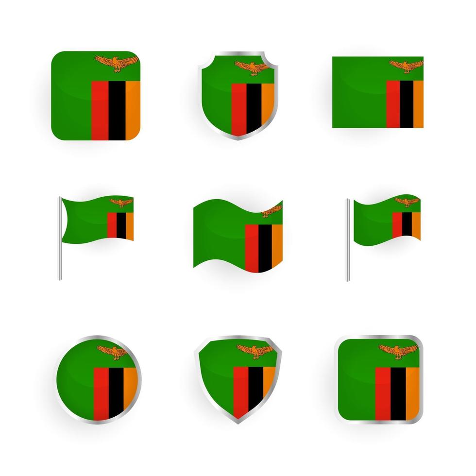 Zambia Flag Icons Set vector