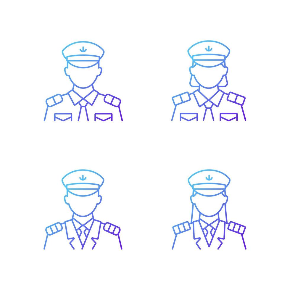 Cruise crew gradient linear vector icons set