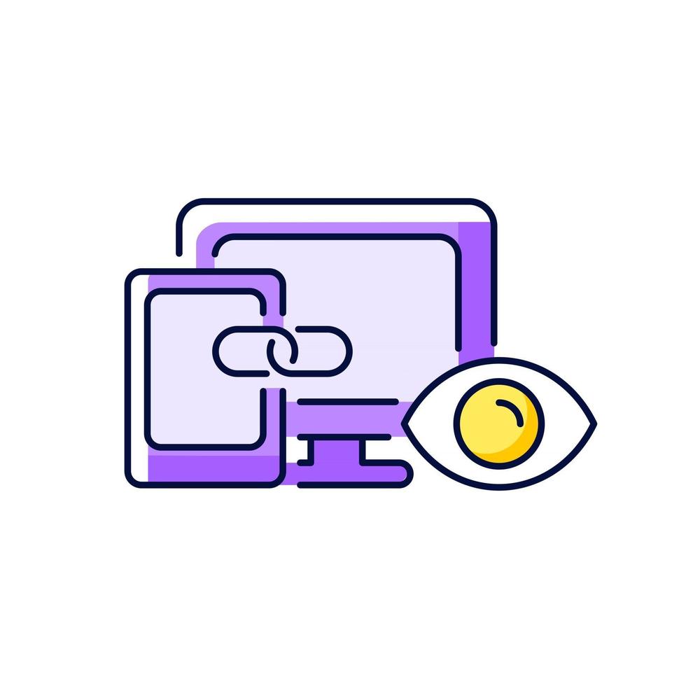 Cross-device tracking purple RGB color icon vector