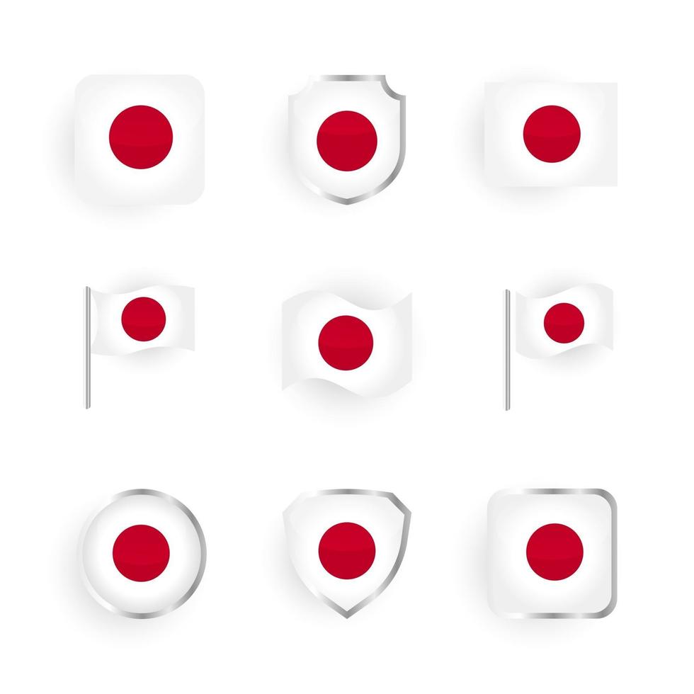 conjunto de iconos de bandera de japón vector