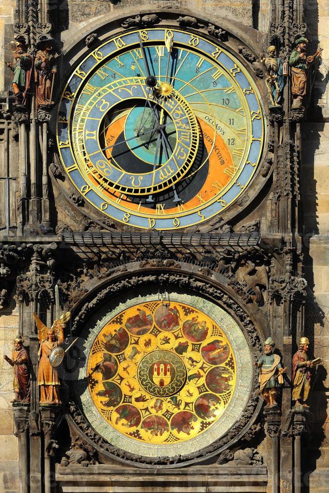 Detail of the historical medieval astronomical Clock in Prague on Old Town Hall , Czech Republic photo