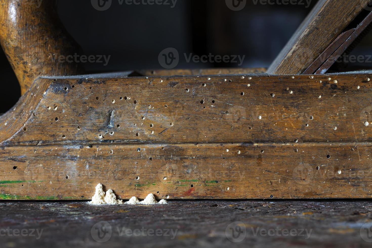 Chiaroscuro Still life with the beading Plane and the Wood-worms photo