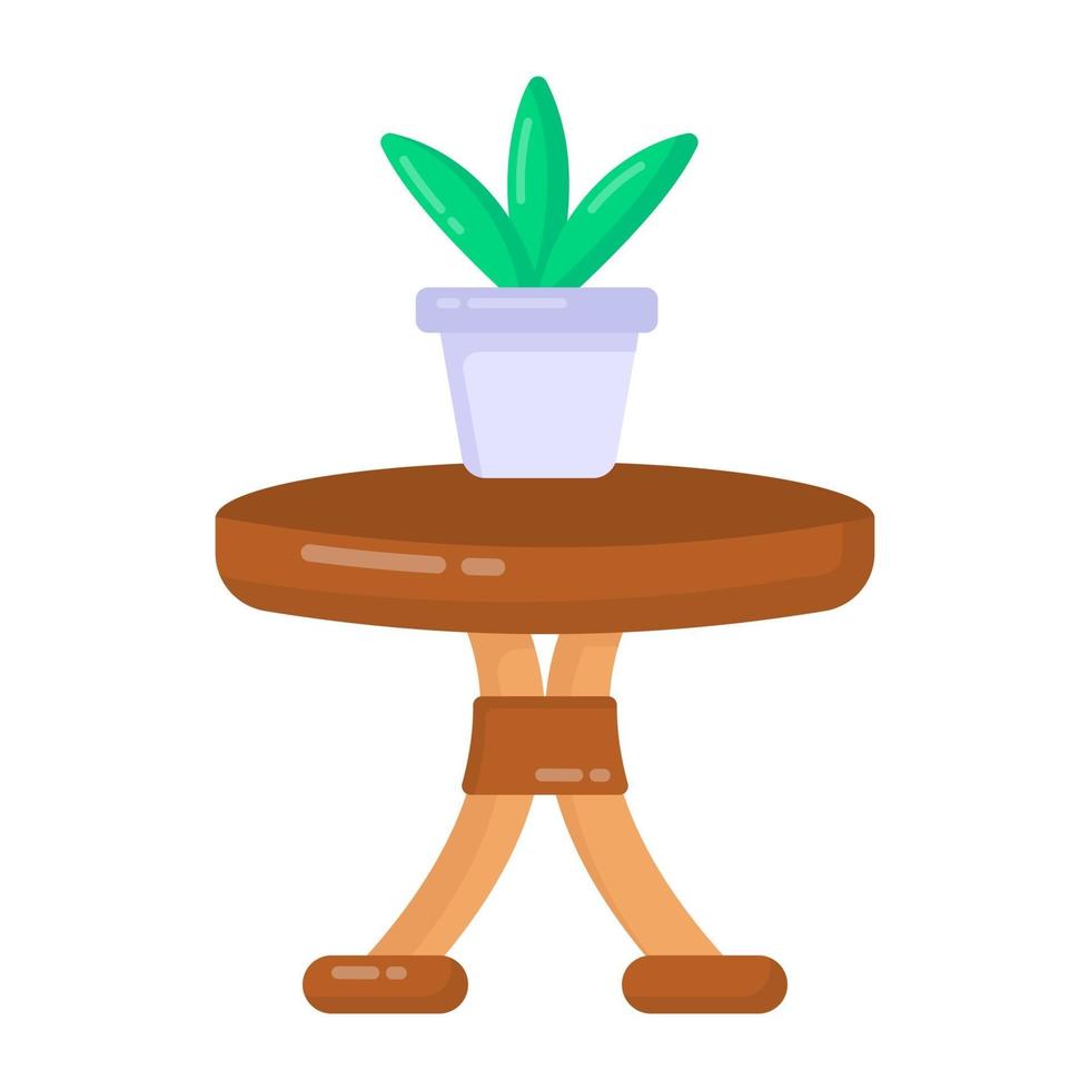 Round Table with Plant vector