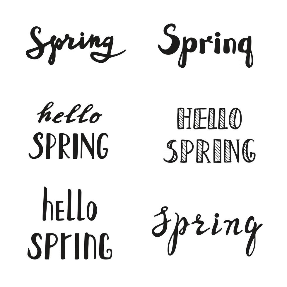 Spring calligraphy lettering. Spring quotes handwritten. vector