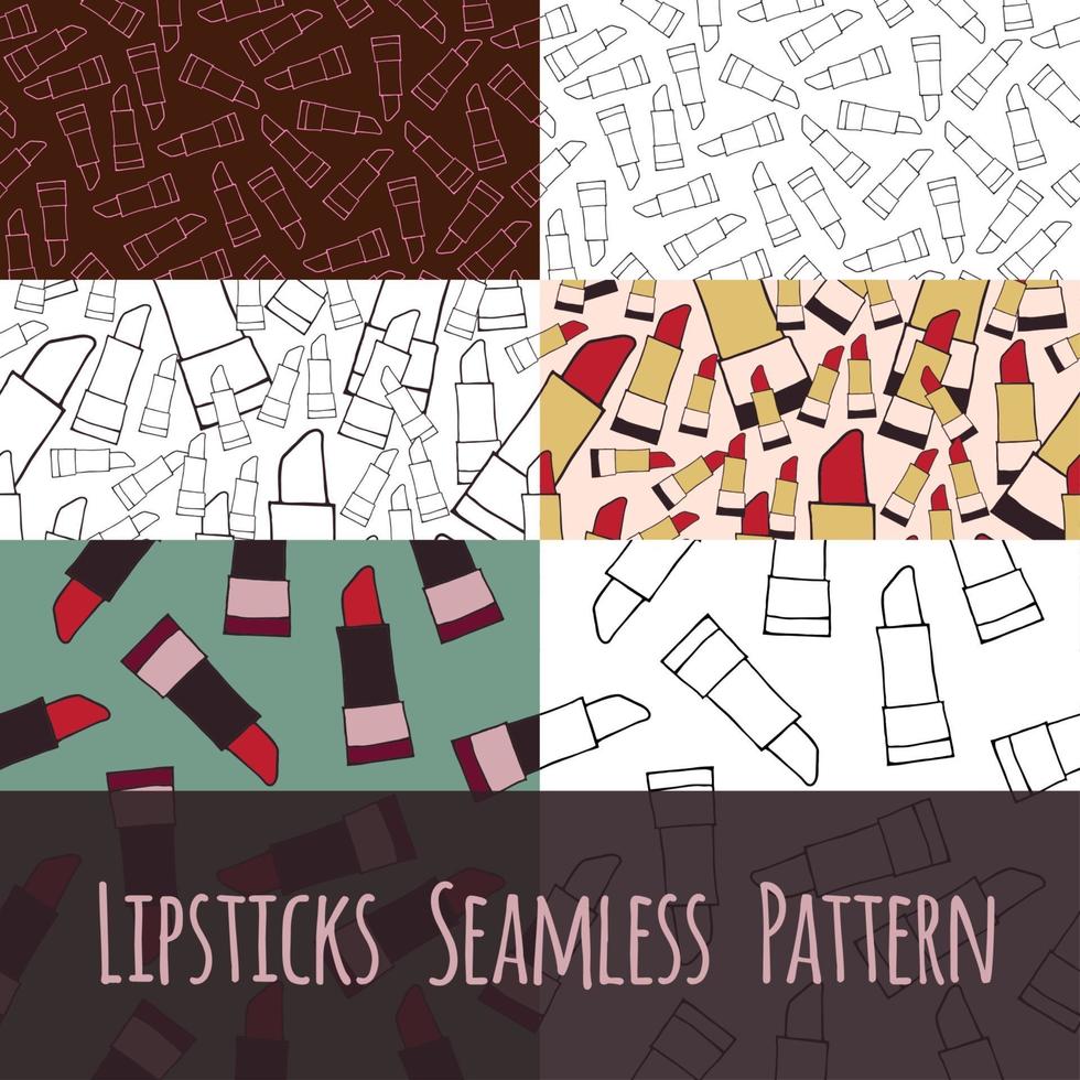 Set seamless pattern liptick vector