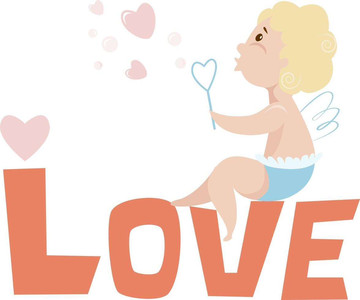 ilustración vectorial para el día de san valentín cupido soplando burbujas vector