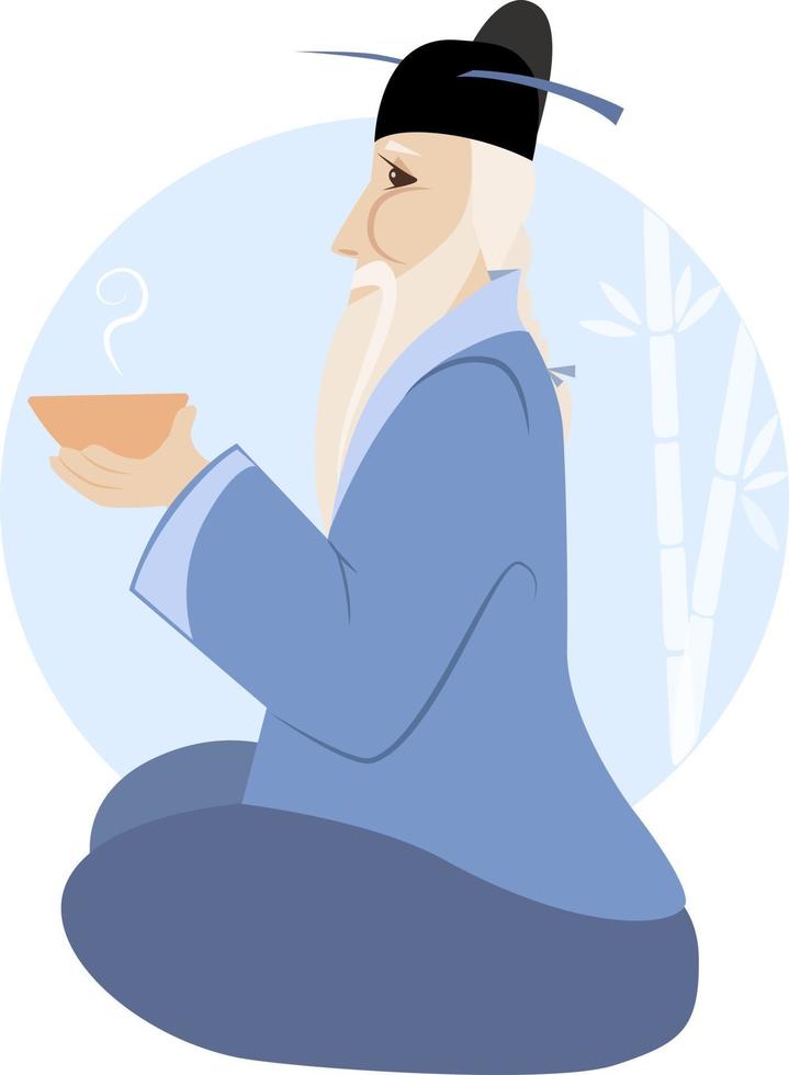 Ilustración vectorial de salvia oriental con una taza de té vector