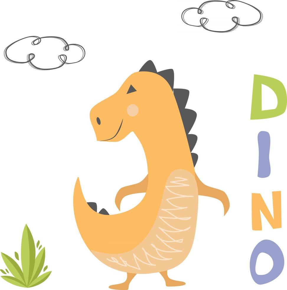 dinosaurio amarillo simple vector