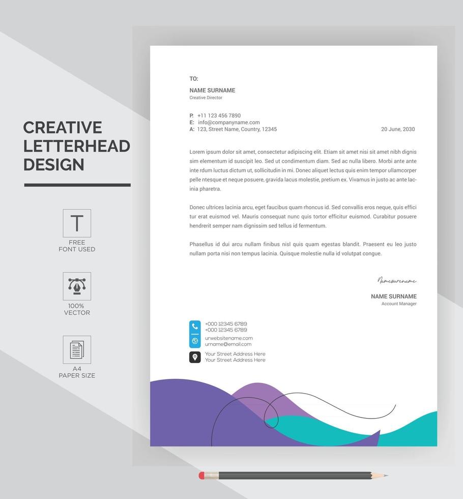 Professional Letterhead Template.. A4 letterhead template vector