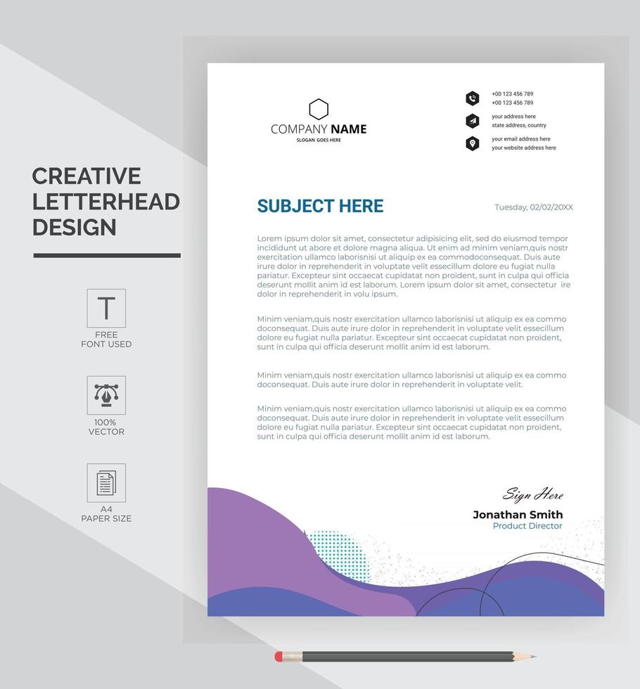 company letterhead and business template.  Print Ready Design vector
