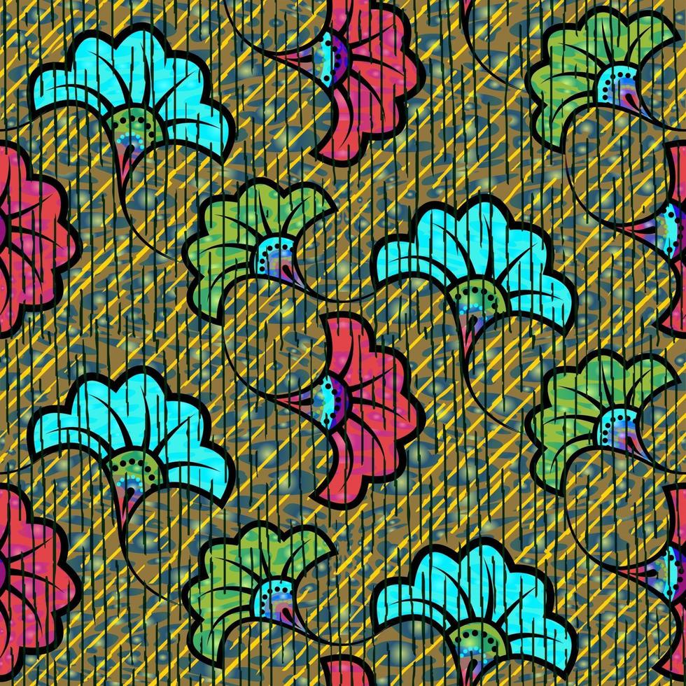 African Wax Print fabric, Ethnic handmade ornament seamless design vector