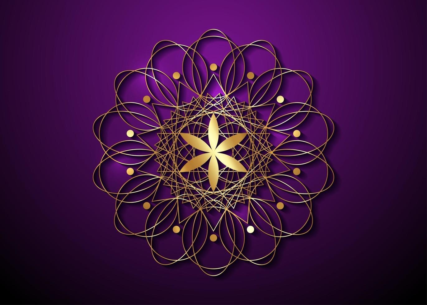 Gold Seed of life symbol Sacred Geometry. Logo icon vector