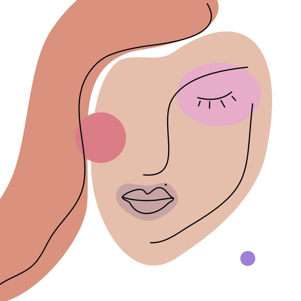 Abstract single outline woman's face vector