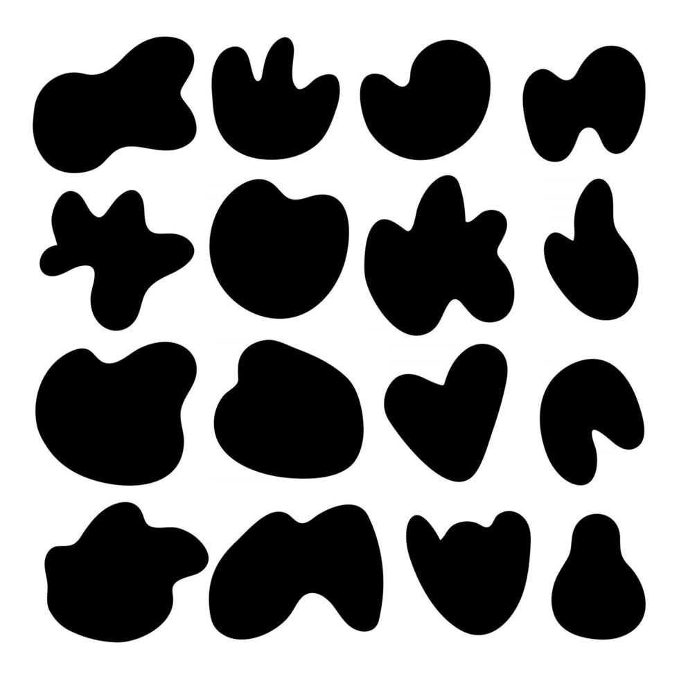 Random organic round spot blob pebble shape set. Abstract stains vector