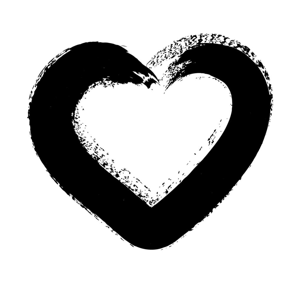 Heart-shaped monochrome doodle painting. Grunge vector illustration