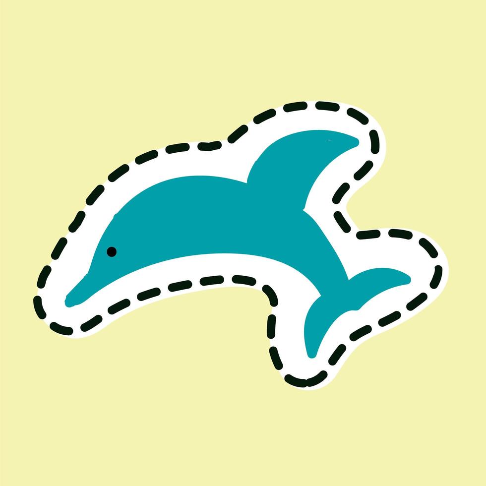 Jumping dolphin icon isolated on yellow background. vector