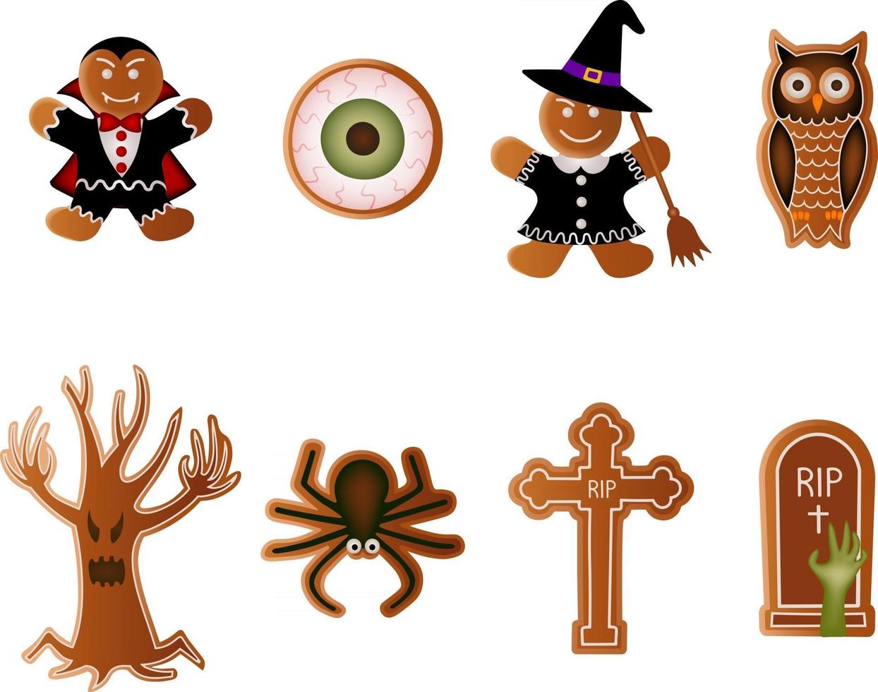 set of halloween gingerbread cookies vector