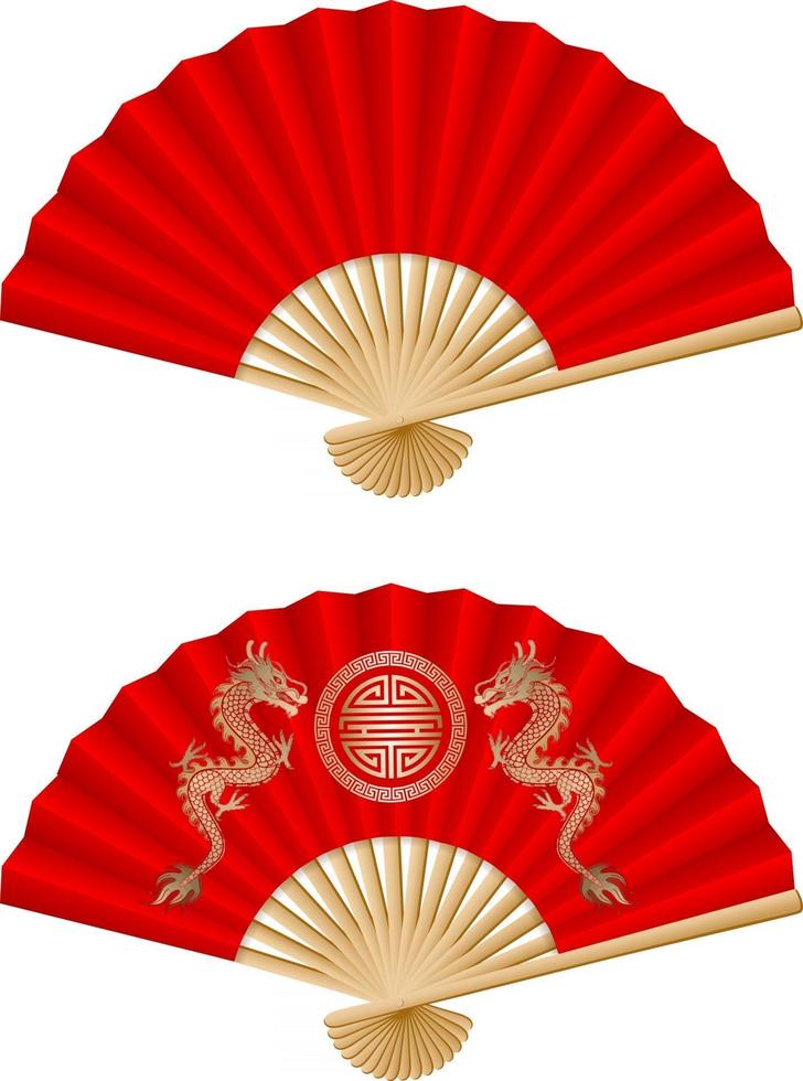 chinese new year elements. isolated chinese fans. vector