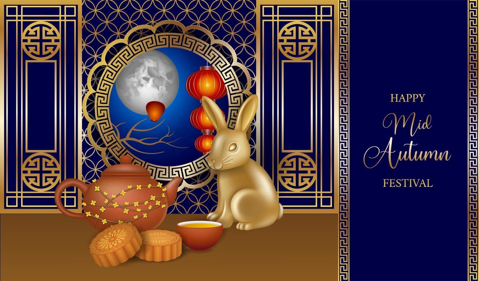 chinese mid autumn festival background vector