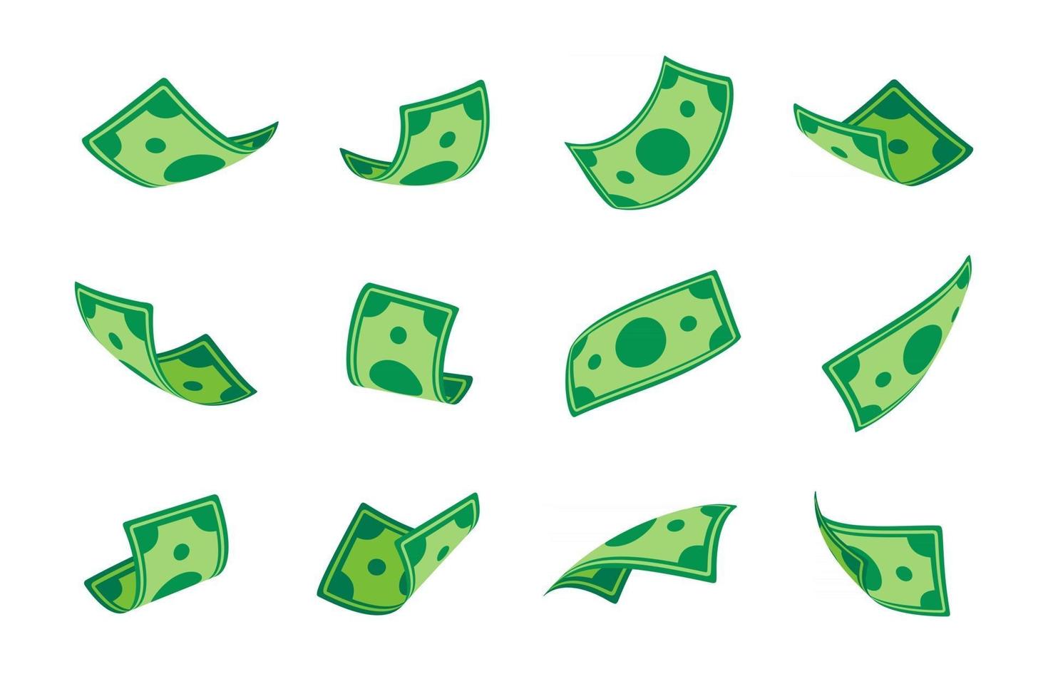 Dollar bills falling from above. Billionaire jacks a lot of money vector