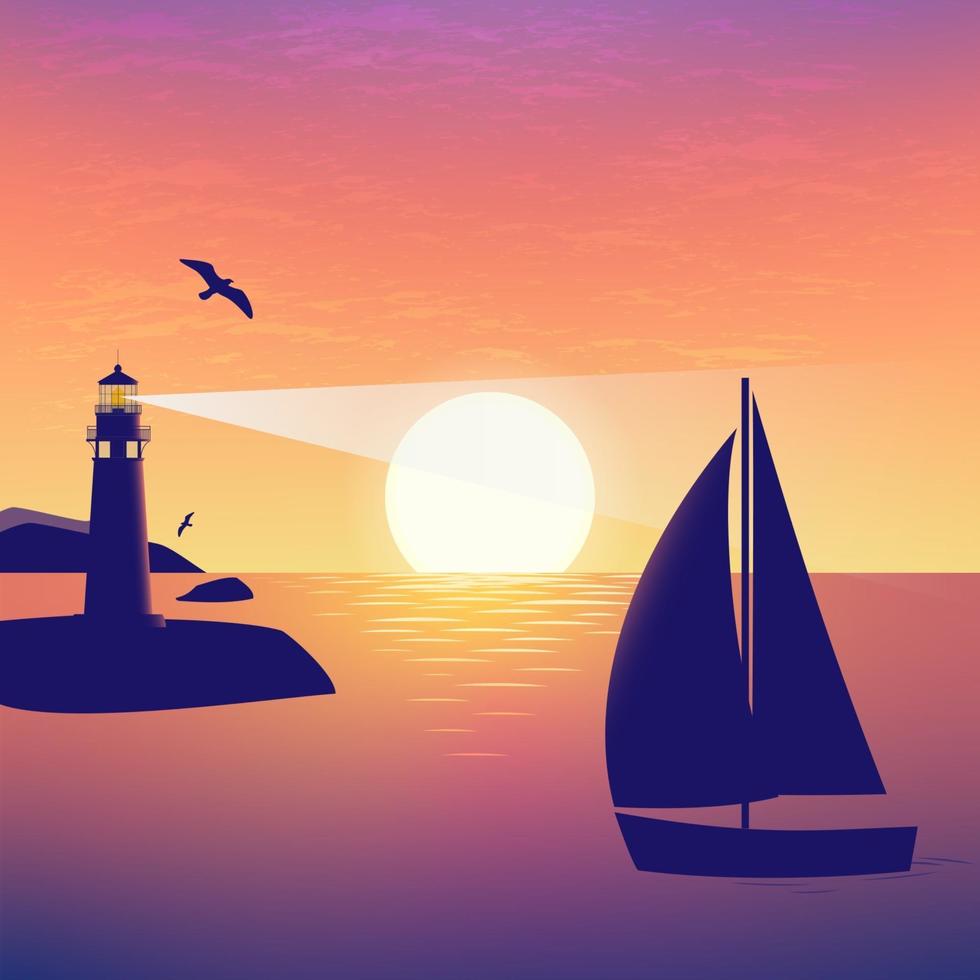 Nature Landscape Background of Sunset or Sunrise in the Sea vector