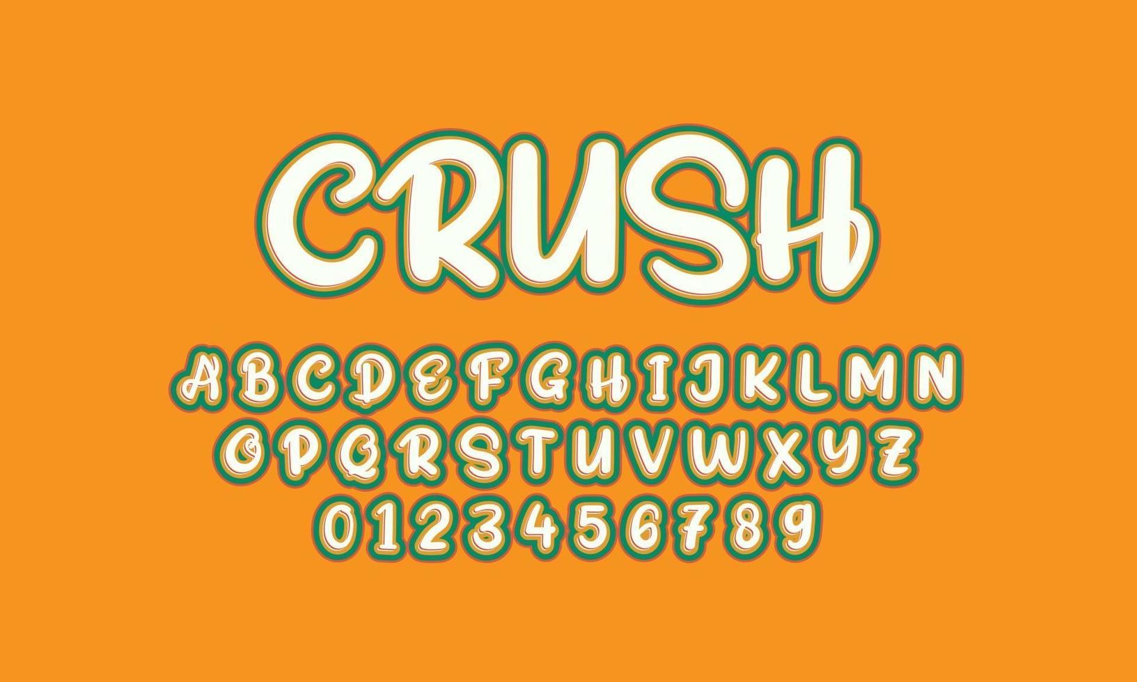 crush font alphabet vector