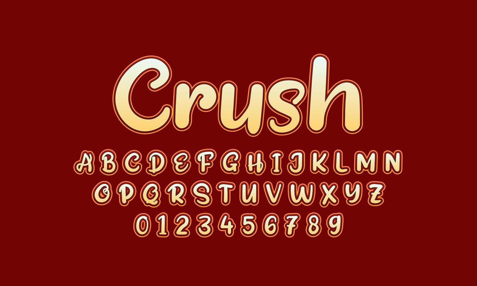 crush font alphabet vector