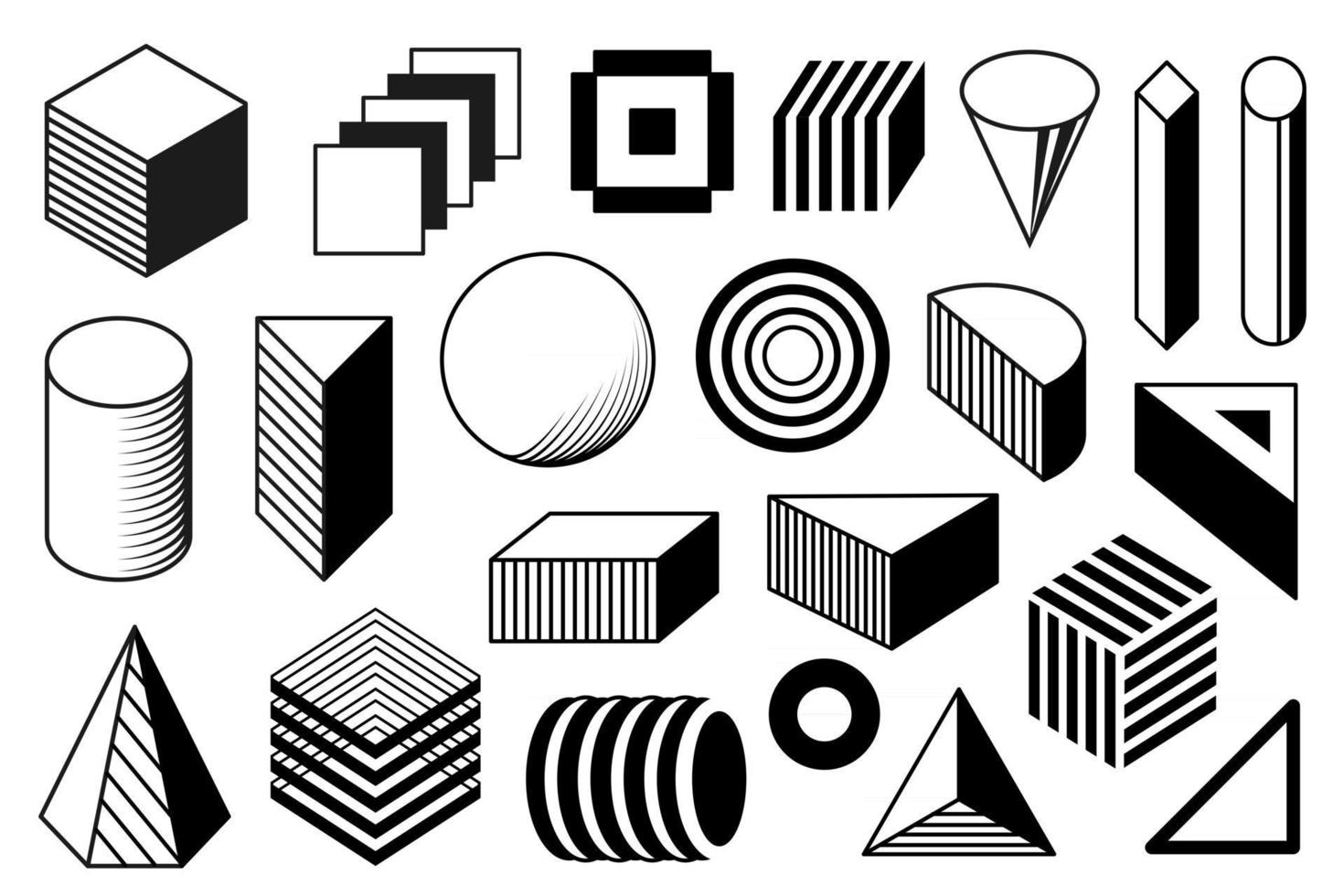 Black and white geometrick shapes. Memphis vector design elements