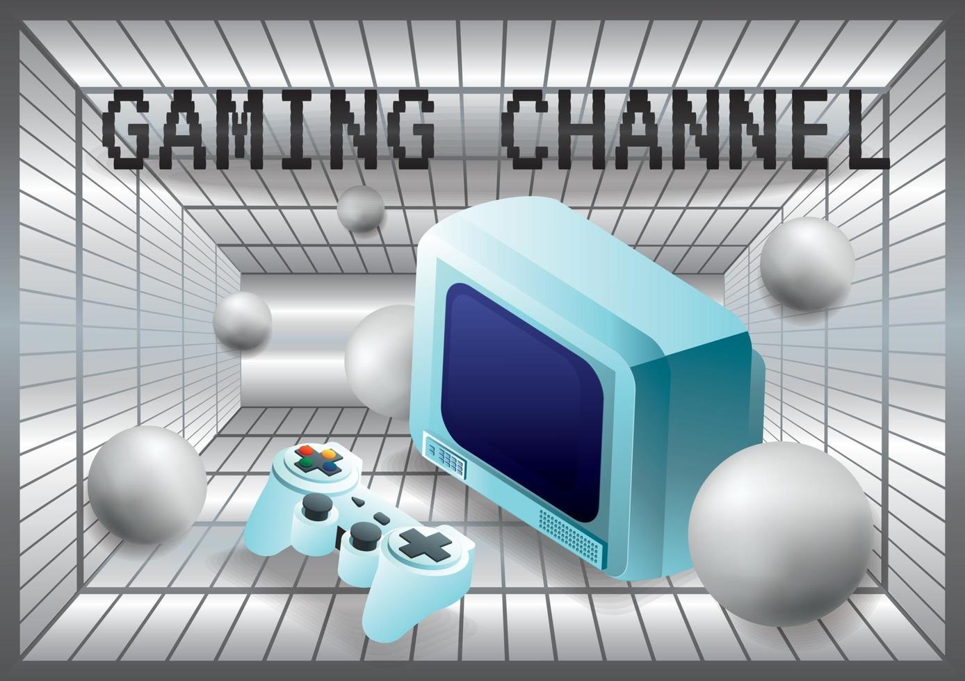 gaming channel joystick with computer background vector