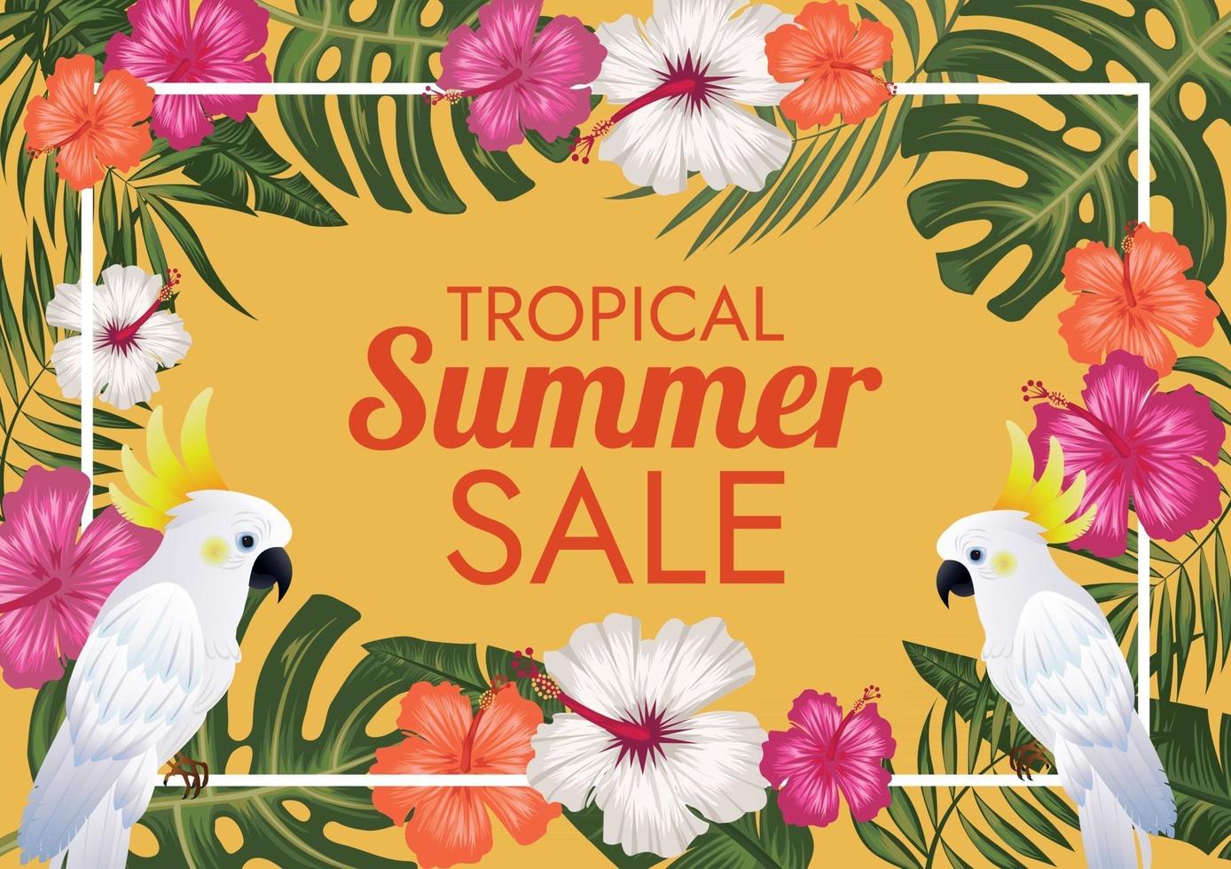 summer sale tropical florals labels vector