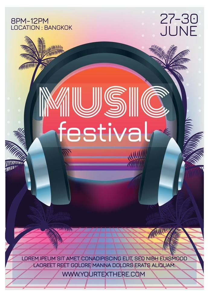 music holiday sunset beach party poster vector