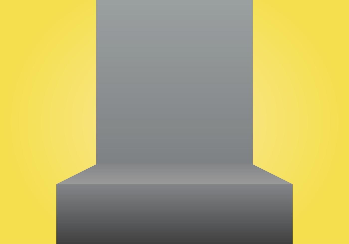 3d illuminating yellow square podium on ultimate gray background vector