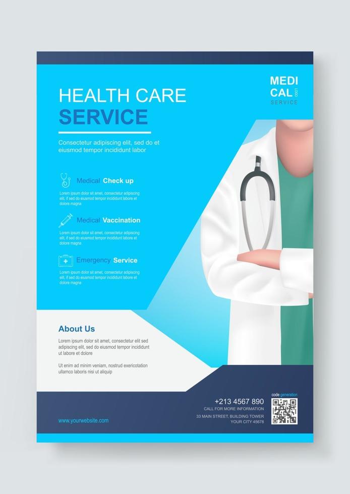 Medical health care flyer or cover template design vector