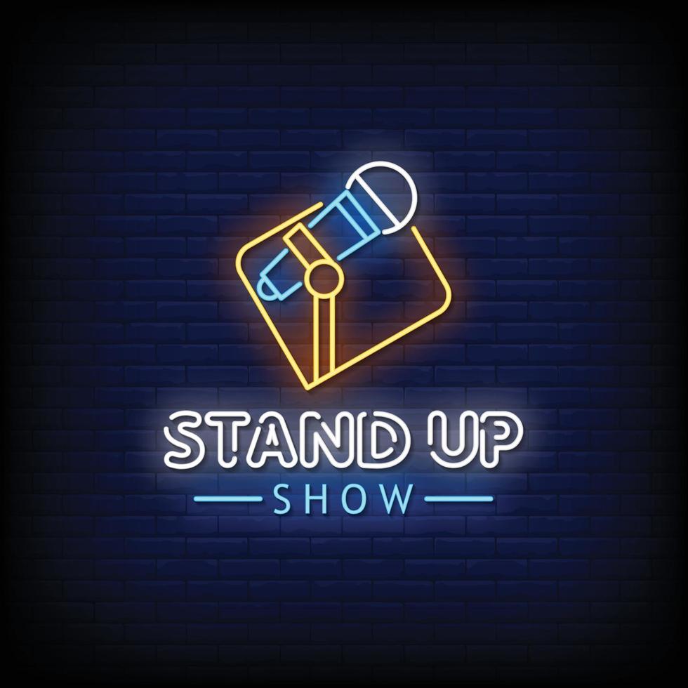 stand up show letreros de neón estilo vector de texto