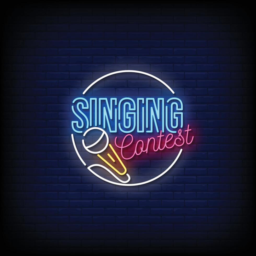 Singing Contest Neon Signs Style Vector