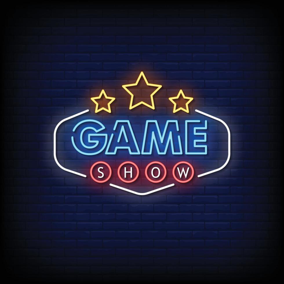 Game Show Neon Signs Style Vector