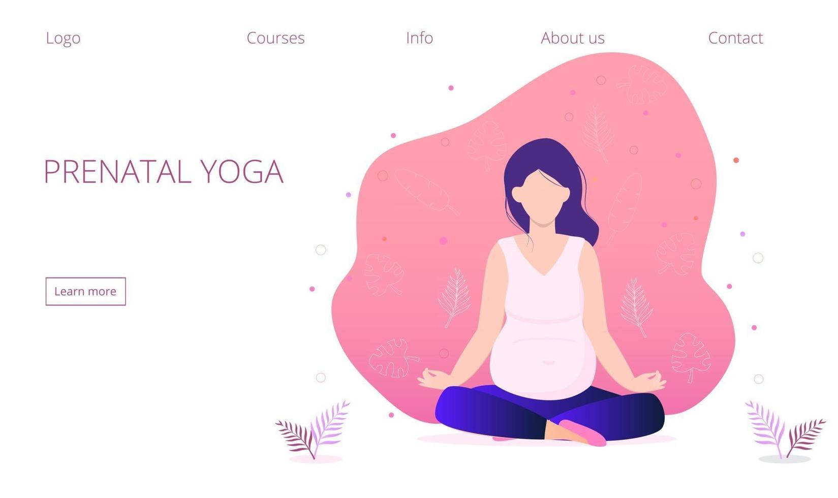 vector de concepto de yoga embarazada para la página de destino. zen relajarse