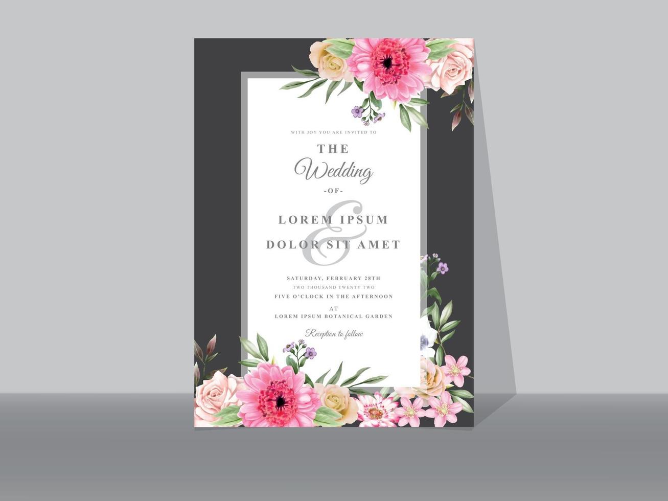 Beautiful Floral wedding invitation cards vector