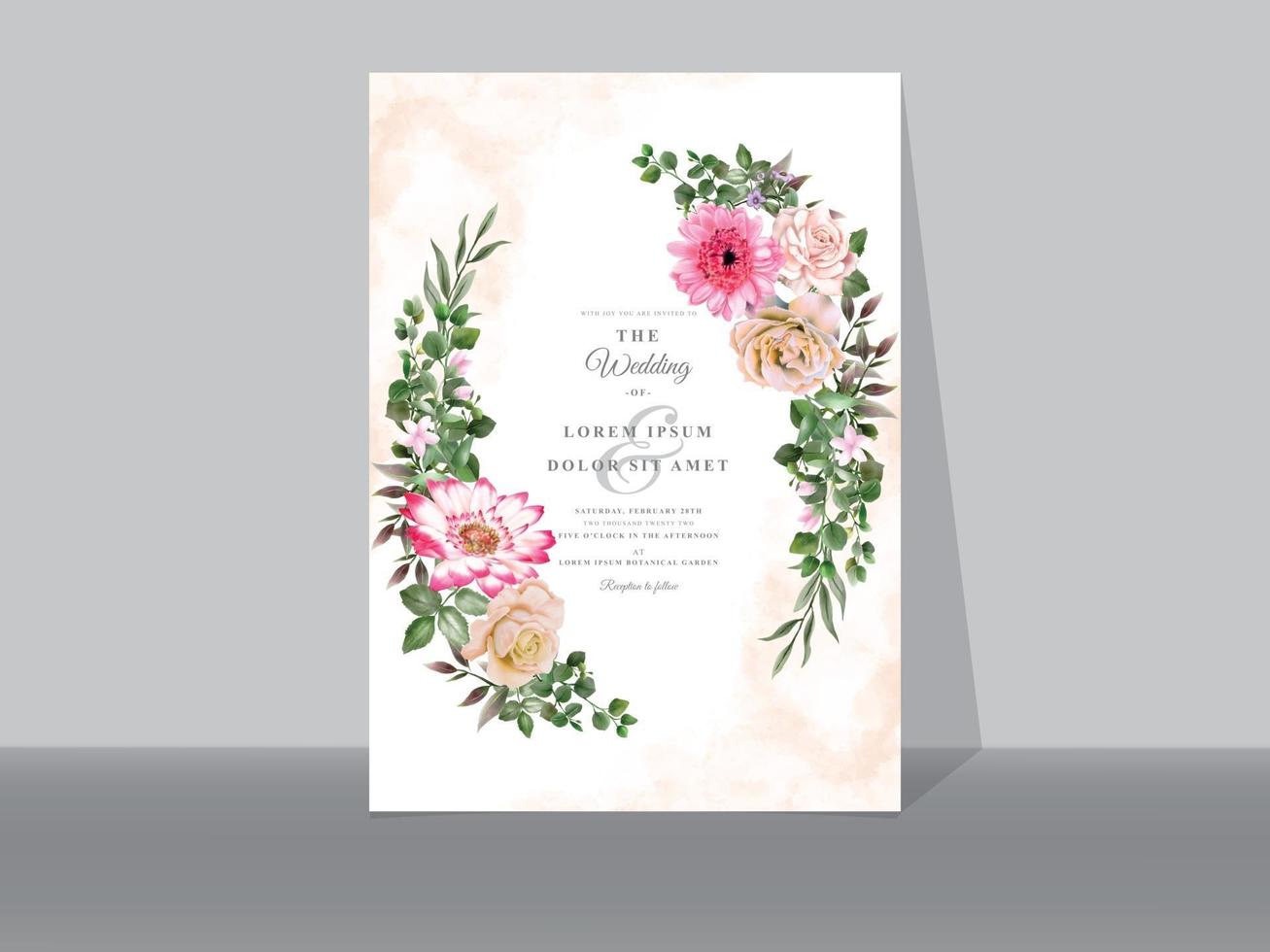 hermosas tarjetas de invitación de boda floral vector