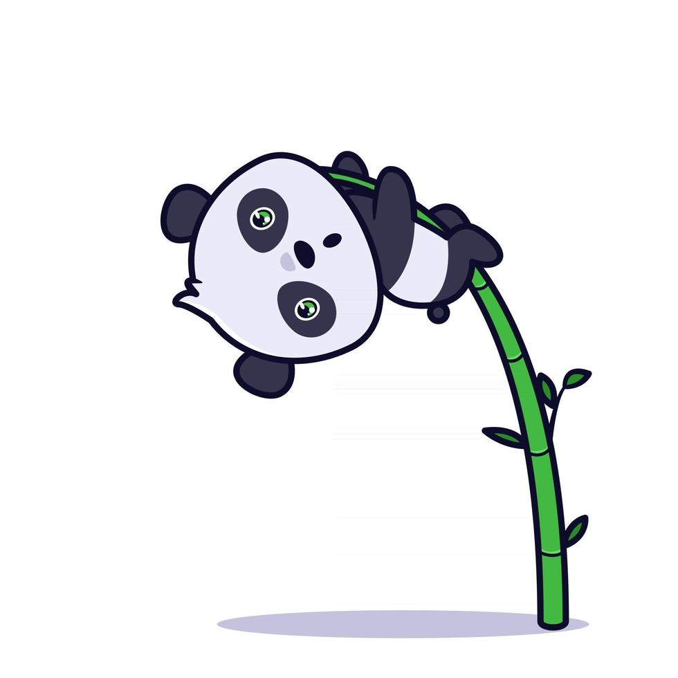 Cute panda climbing bamboo tree illustration vector