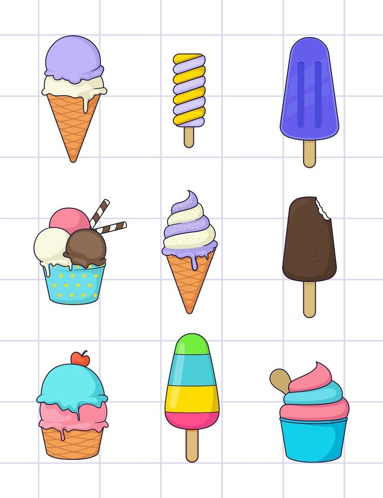 conjunto de diseño de helado vector