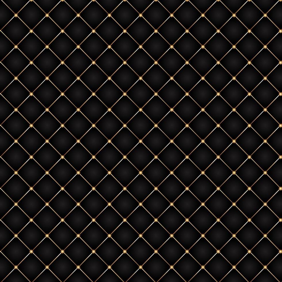 Fondo de lujo con un diseño acolchado en negro y dorado. vector